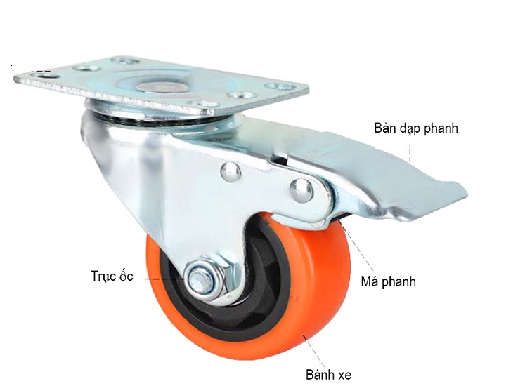 Bánh xe đẩy hàng có thể lắp đặt thêm phanh không?