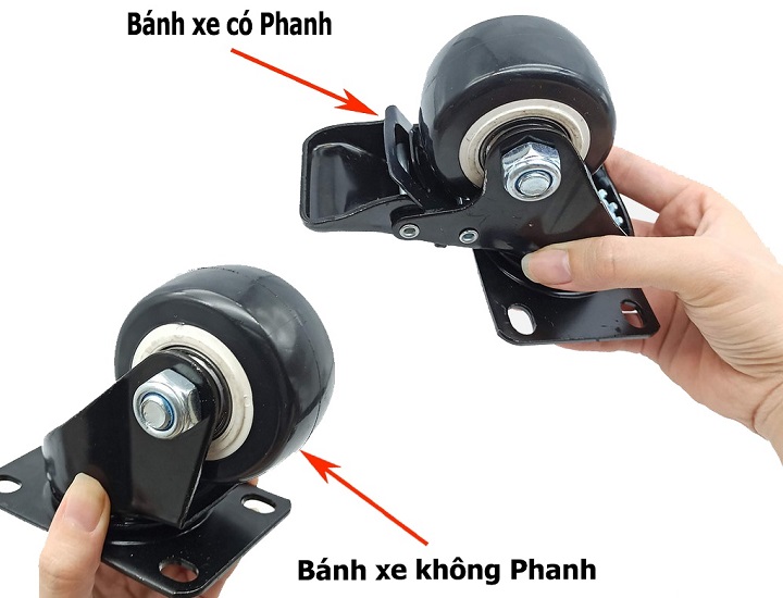 Bánh xe đẩy hàng có thể lắp đặt thêm phanh không?