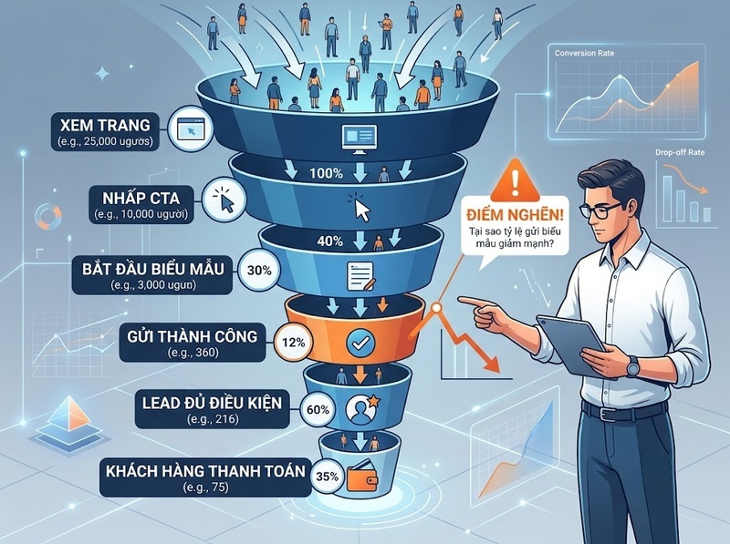 Cách đo lường conversion rate theo từng điểm chuyển đổi