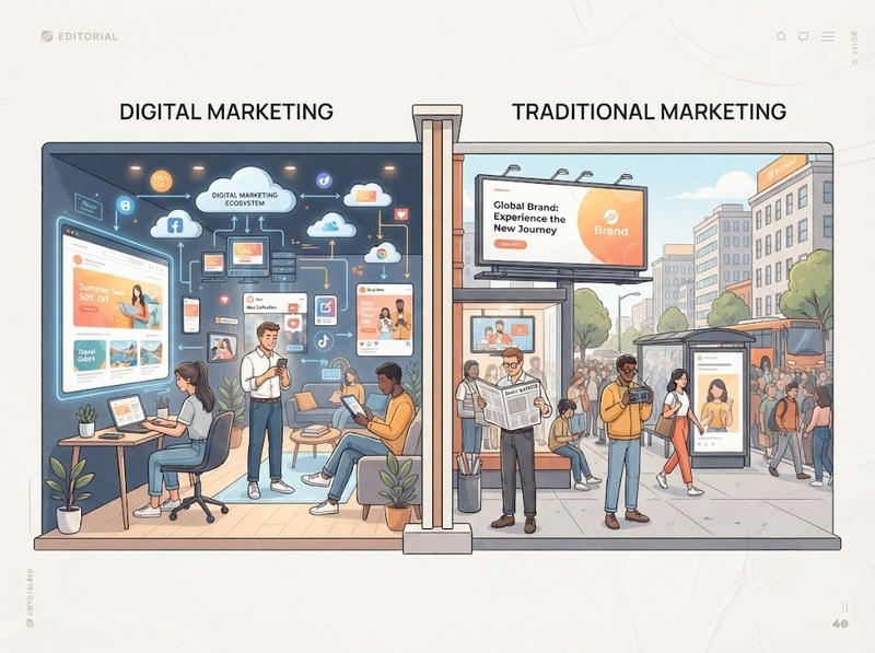 Digital Marketing và Marketing truyền thống khác nhau về kênh và đo lường