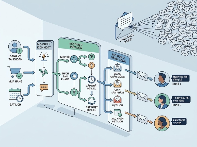 Email Automation tự động gửi thư theo hành vi và thời điểm