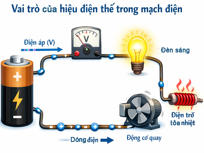 Hiệu điện thế là gì? Vai trò của hiệu điện thế trong mạch điện