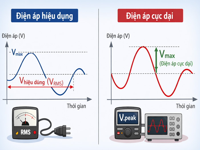 Hiệu điện thế hiệu dụng là gì? ý nghĩa trong AC và cách tính nhanh