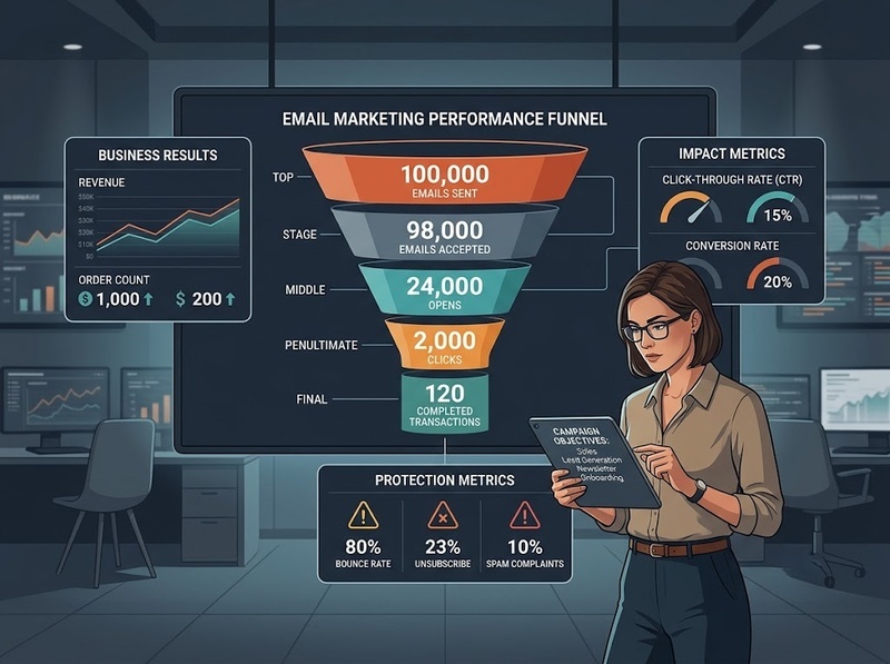 KPI Email Marketing đo lường khả năng gửi, tương tác và chuyển đổi