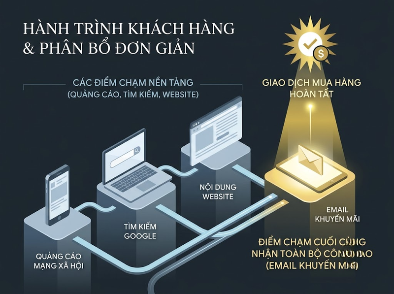 So sánh mô hình Attribution theo cách ghi nhận giá trị chuyển đổi