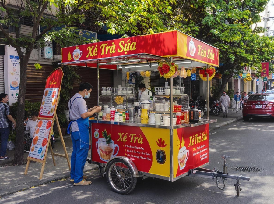 Nên mở quán hay bán bằng xe trà sữa di động