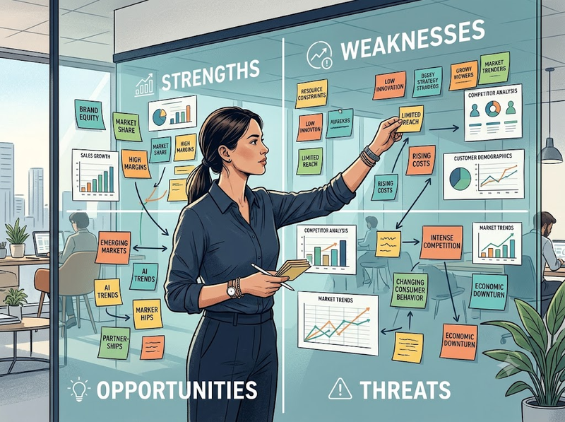 SWOT marketing giúp xác định lợi thế, hạn chế và hướng hành động