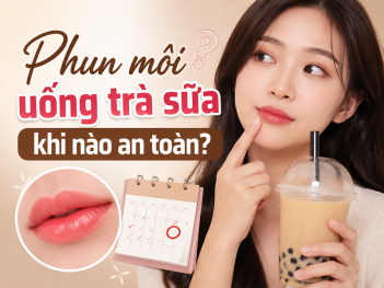 Phun môi uống trà sữa được không?