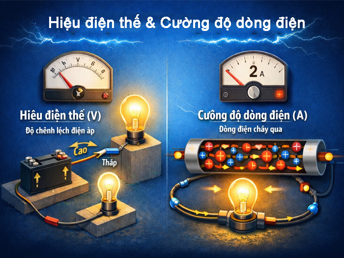 hiệu điện thế và cường độ dòng điện là gì